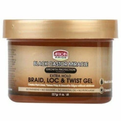 African Pride: Black Castor - Extra Hold Braid, Loc, Twist Gel 8oz