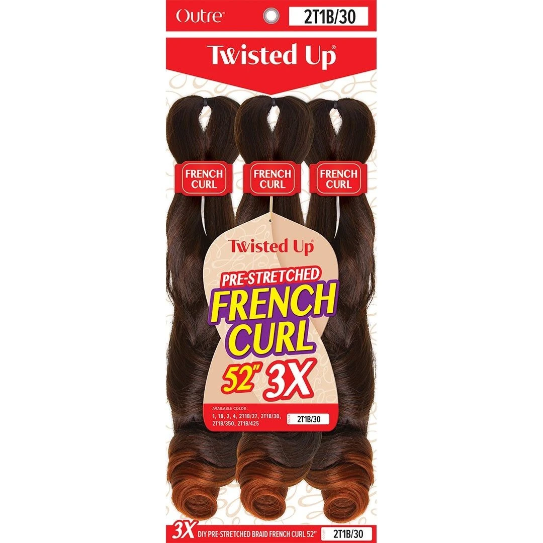 Outre: 3X TWISTED UP-DIY PRESTRETCHED BRAID FRENCH CURL 52" 1 Outre: 3X TWISTED UP-DIY PRESTRETCHED BRAID FRENCH CURL 52"